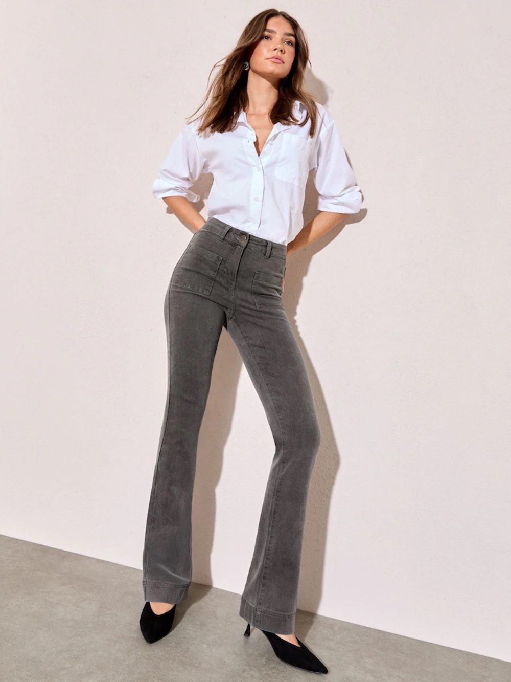 Gap High-Rise Flare Jeans in Gray - Women's Jeans